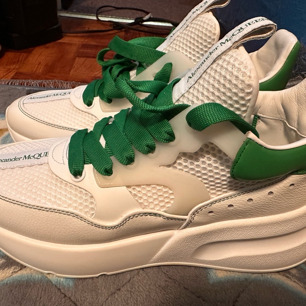Alexander McQueen White and Green Sneakers